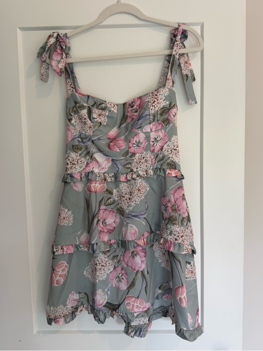 Show Me Your MuMu Floral Tiered Tie-Shoulder Dress